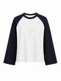 Polera raglan manga larga Fit 01 bicolor silueta holgada Delanonna