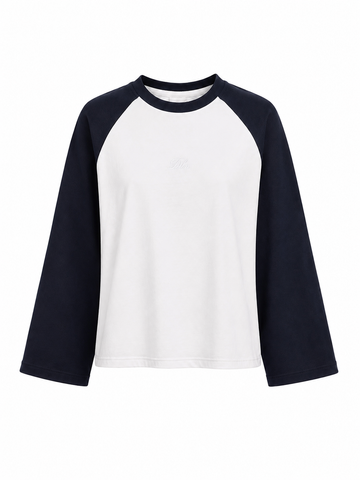 Polera raglan manga larga Fit 01 bicolor silueta holgada Delanonna