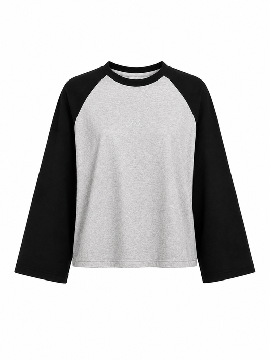 Polera raglan manga larga Fit 01 bicolor silueta holgada Delanonna