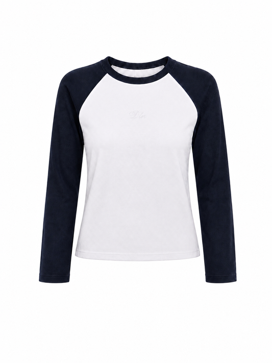 Polera raglan entallada Fit 02 manga larga bicolor Delanonna