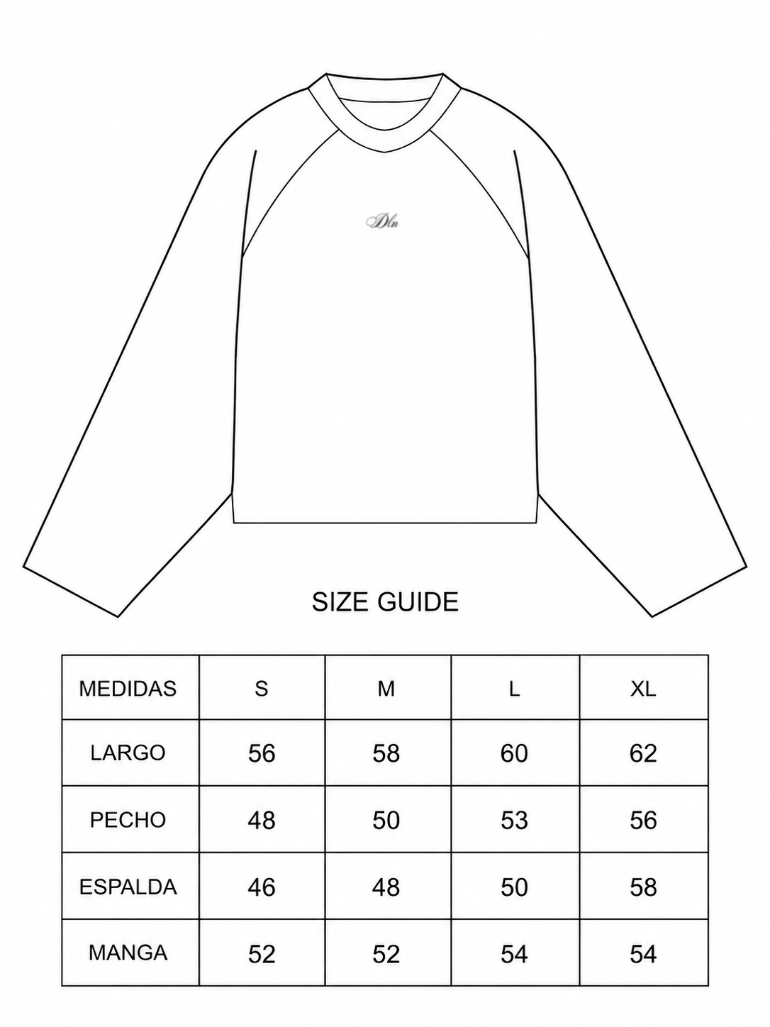 Guía de tallas de Raglan Tee - Fit 01
