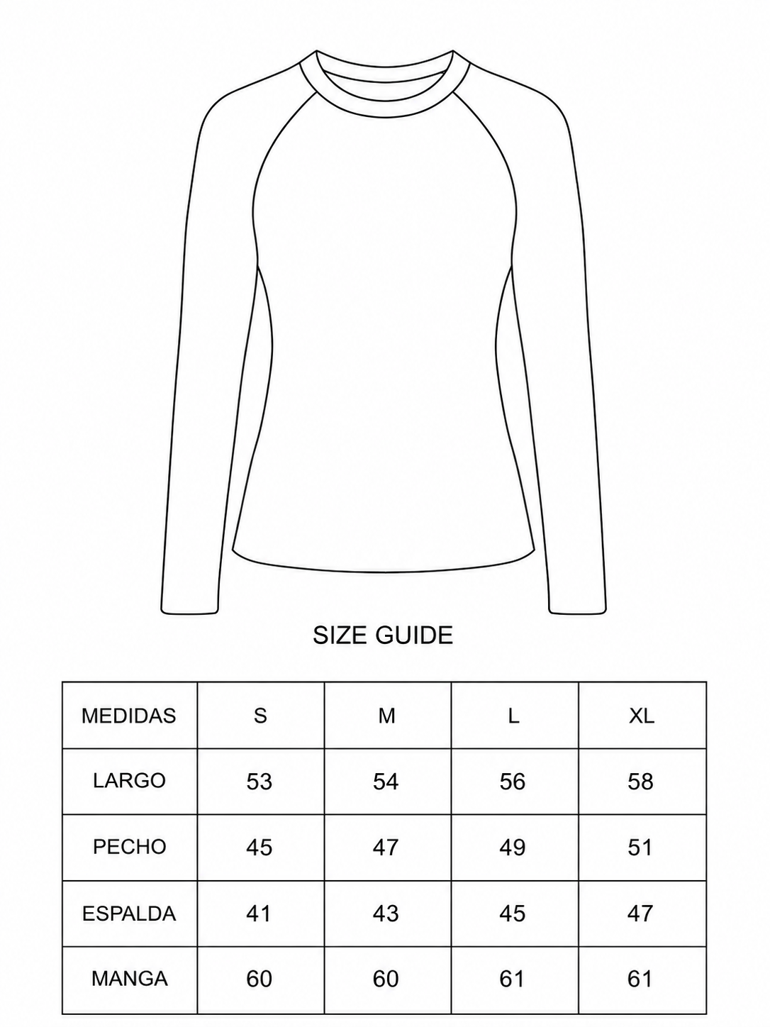 Guía de tallas de Raglan Tee - Fit 02