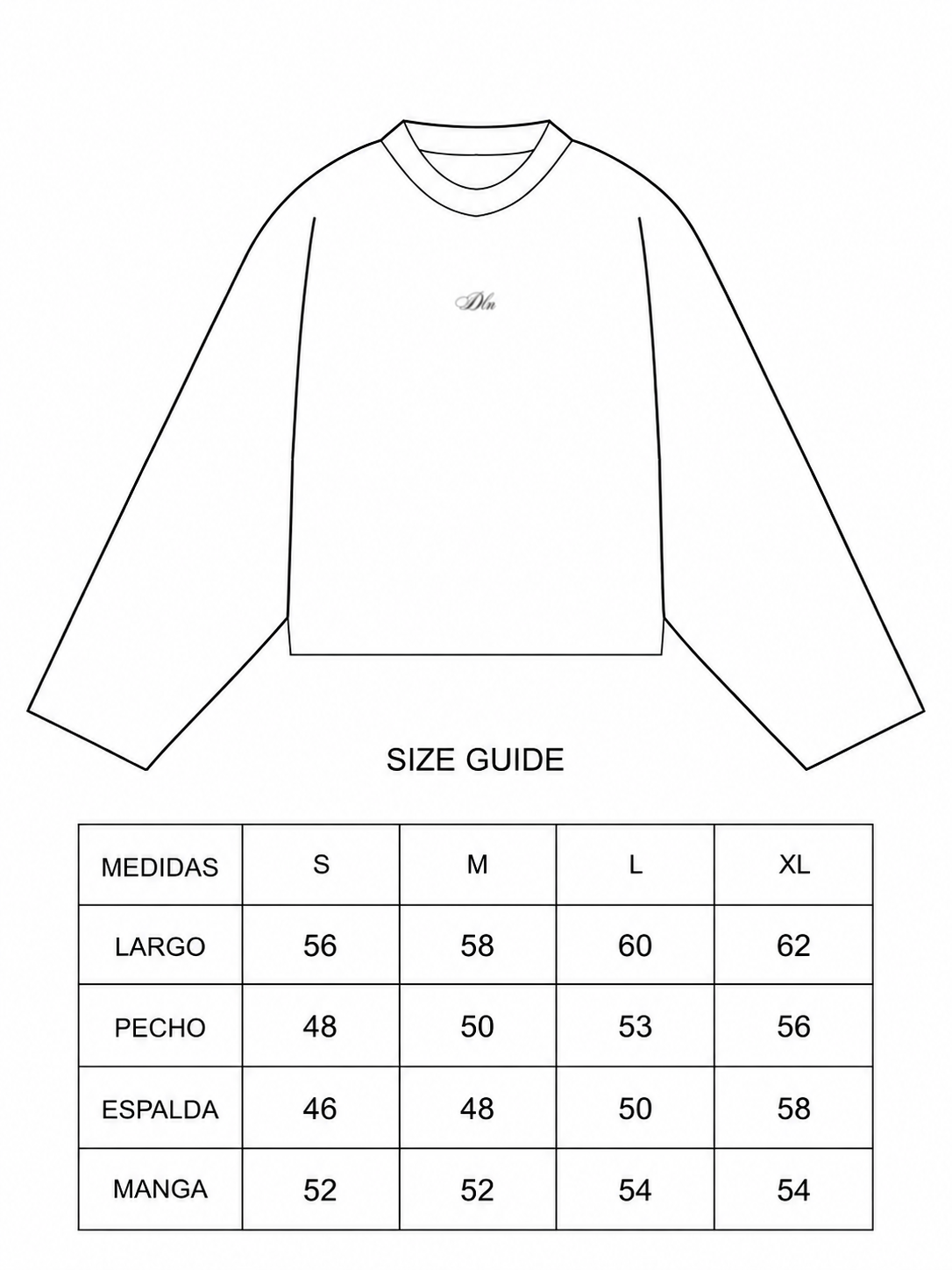 Guía de tallas de Long Sleeve Tee - Fit 01